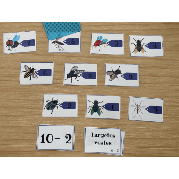 JOC MATEMÀTIC: ATRAPA L'INSECTE. MATERIAL MANIPULATIU CÀLCUL MENTAL. SUMES I RESTES.