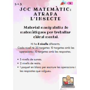 JOC MATEMÀTIC: ATRAPA L'INSECTE. MATERIAL MANIPULATIU CÀLCUL MENTAL. SUMES I RESTES.
