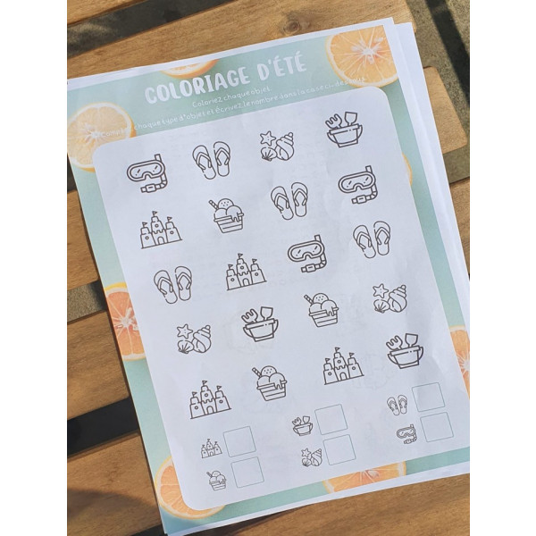 Colorea y cuenta (verano)