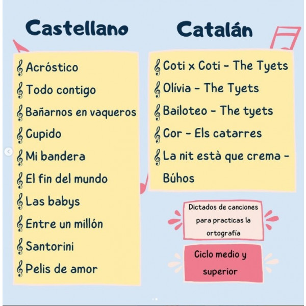 Dictados con canciones 6