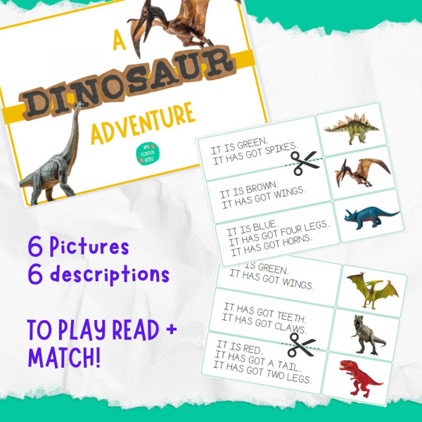 Dinosaurs description reading cards