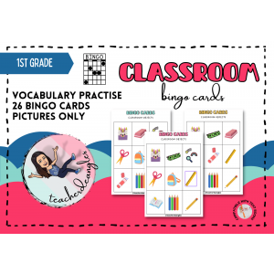 CLASSROOM OBJECTS BINGO CARDS