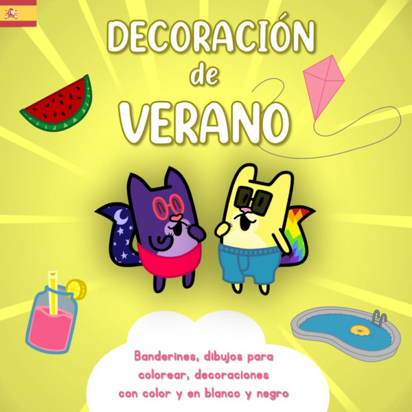 DECORACIÓN TEMÁTICA de VERANO, GUIRNALDA y PÁGINAS para COLOREAR