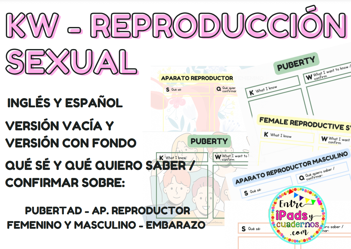 KW REPRODUCCIÓN SEXUAL QUÉ SÉ QUÉ QUIERO CONFIRMAR - ESPAÑOL E INGLES ENTREIPADSYCUADERNOS