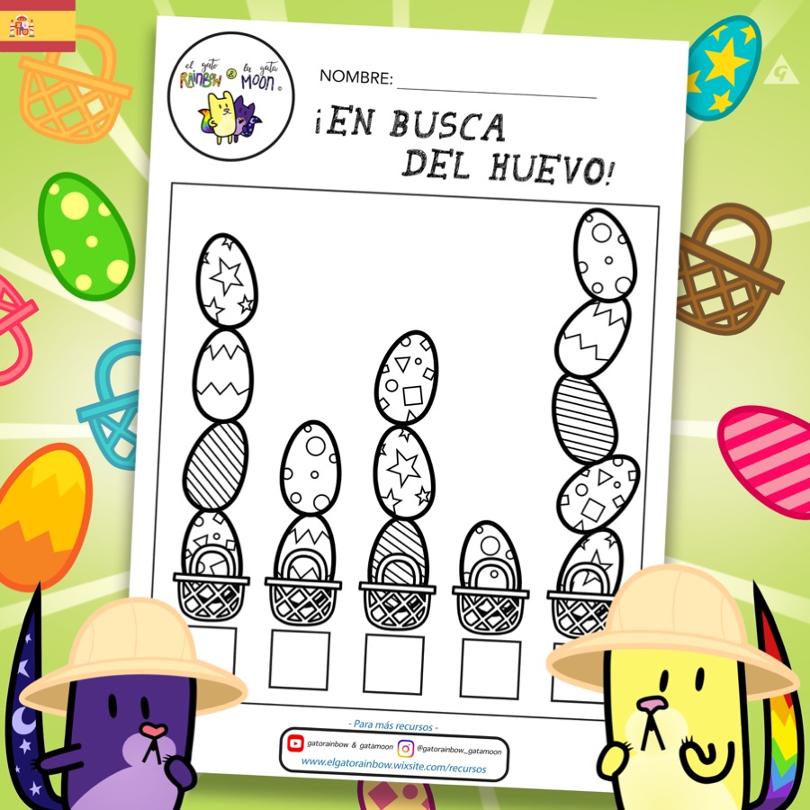 COLOREA y CUENTA los HUEVOS de PASCUA