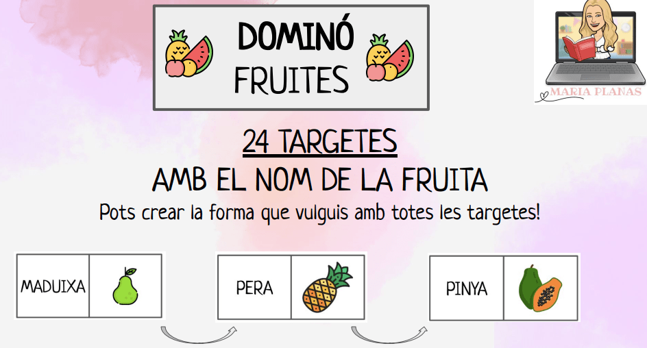 DOMINÓ FRUITES. LLENGUA CATALANA.
