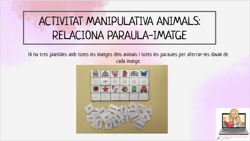 ACTIVITAT LECTURA PARAULES ELS ANIMALS. RELACIONA IMATGE AMB PARAULA.
