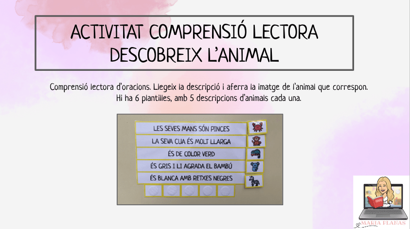 COMPRENSIÓ LECTORA ANIMALS. LLEGEIX L'ORACIÓ I AFERRA LA IMATGE. MATERIAL MANIPULATIU.