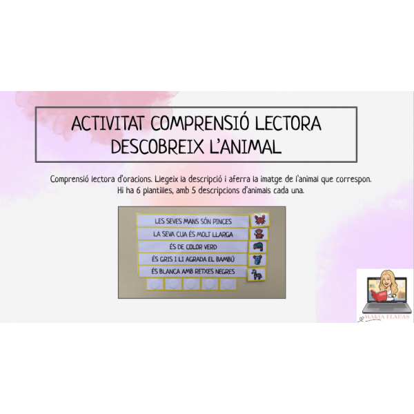 COMPRENSIÓ LECTORA ANIMALS. LLEGEIX L'ORACIÓ I AFERRA LA IMATGE. MATERIAL MANIPULATIU.