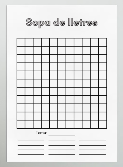 Plantilla: Sopa de Lletres