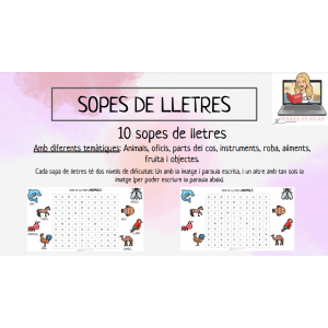 10 SOPES DE LLETRES. CATALÀ. DIFERENTS TEMÀTIQUES. 2 NIVELLS DE DIFICULTAT.