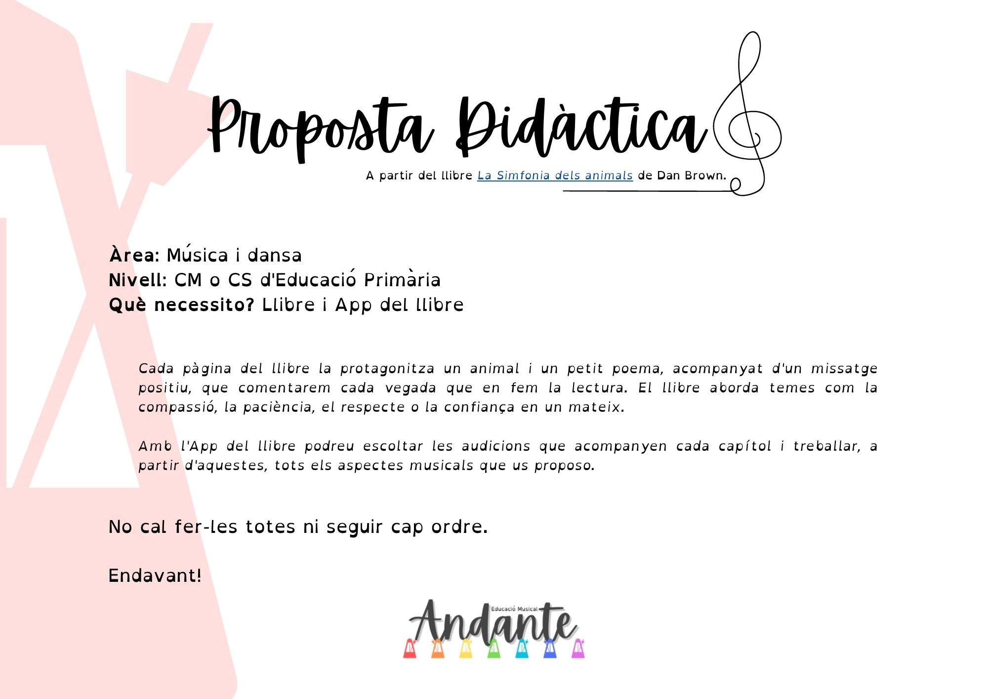Proposta Didàctica de la lectura La Simfonia dels Animals de Dan Brown
