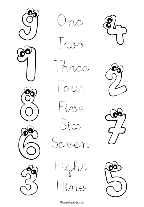 Ficha números 1-9 inglés