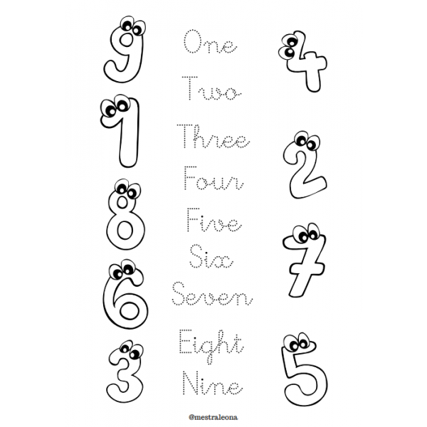 Ficha números 1-9 inglés