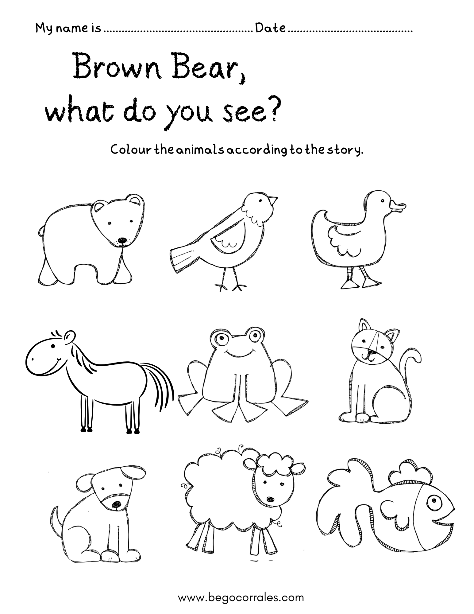 Brown bear colour the animals