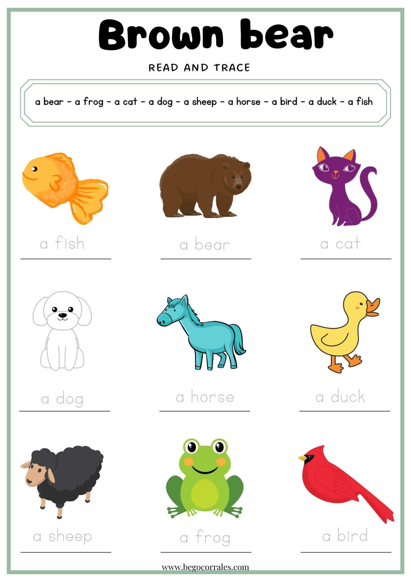 Brown Bear read and write worksheets