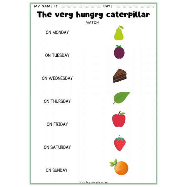The very hungry caterpillar worksheets