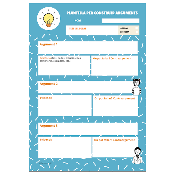 4 Plantilles per a planificar arguments per a un DEBAT