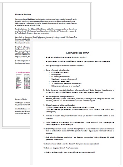 Domini lingüístic del català (informació i activitats)