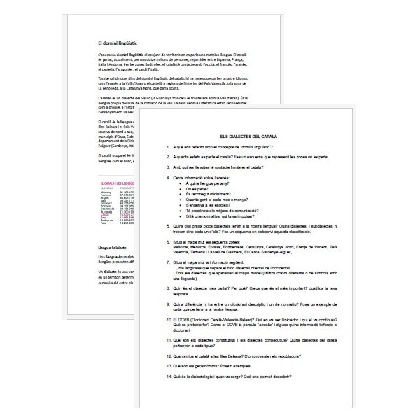 Domini lingüístic del català (informació i activitats)