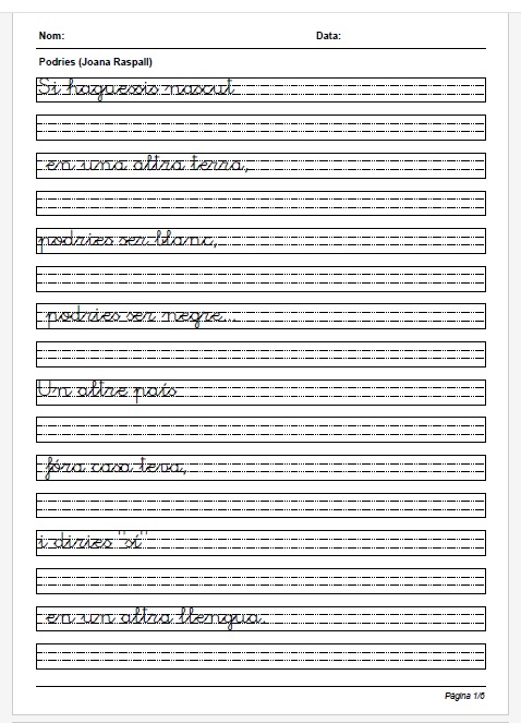 Cal·ligrafia: Podries (Joana Raspall)