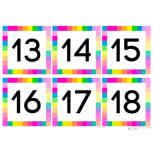 PLANTILLA NOMBRES DEL 1 AL 100. 100 TARGETES.