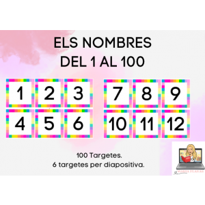PLANTILLA NOMBRES DEL 1 AL 100. 100 TARGETES.