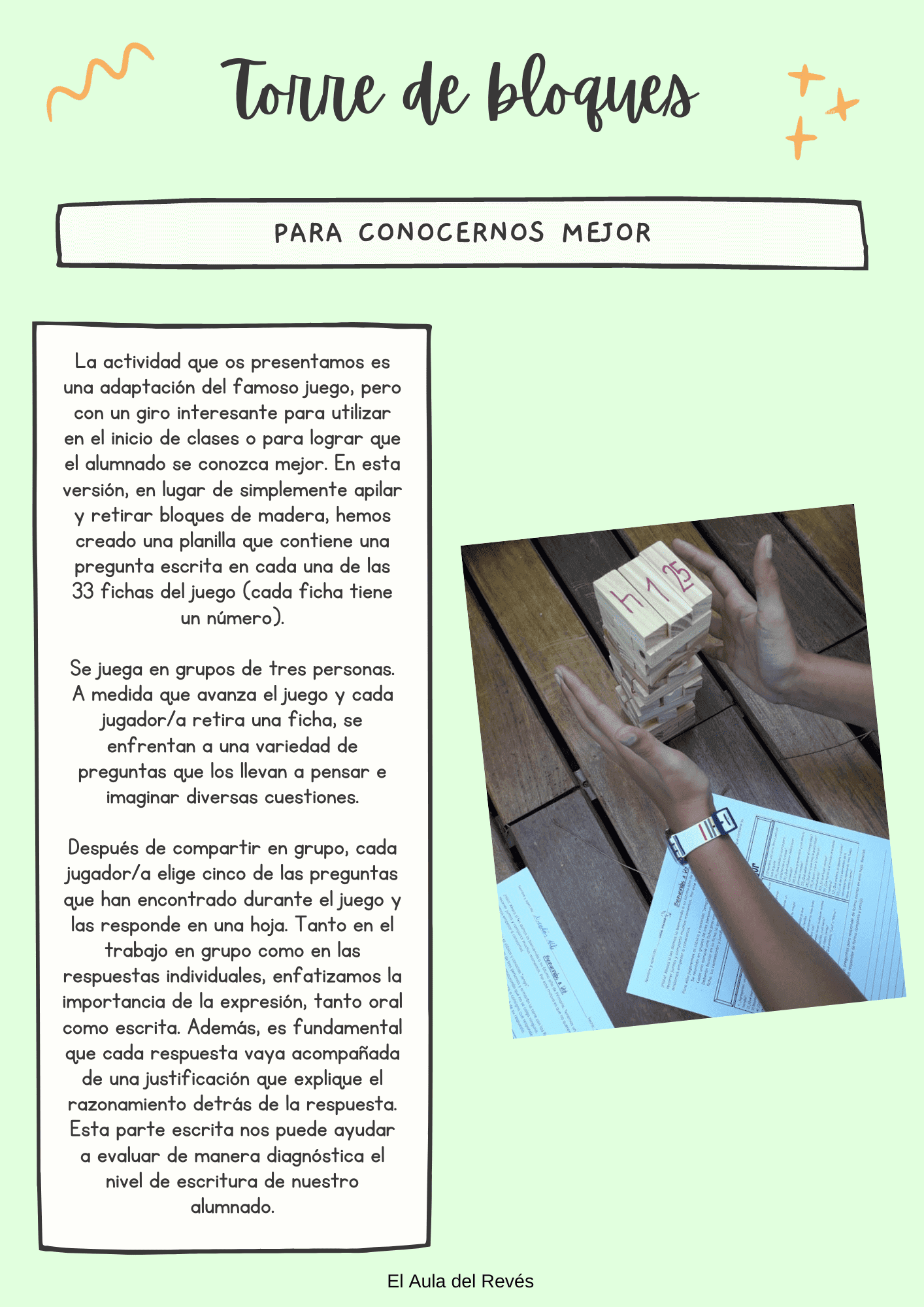 Torre de bloques - Para conocernos mejor -