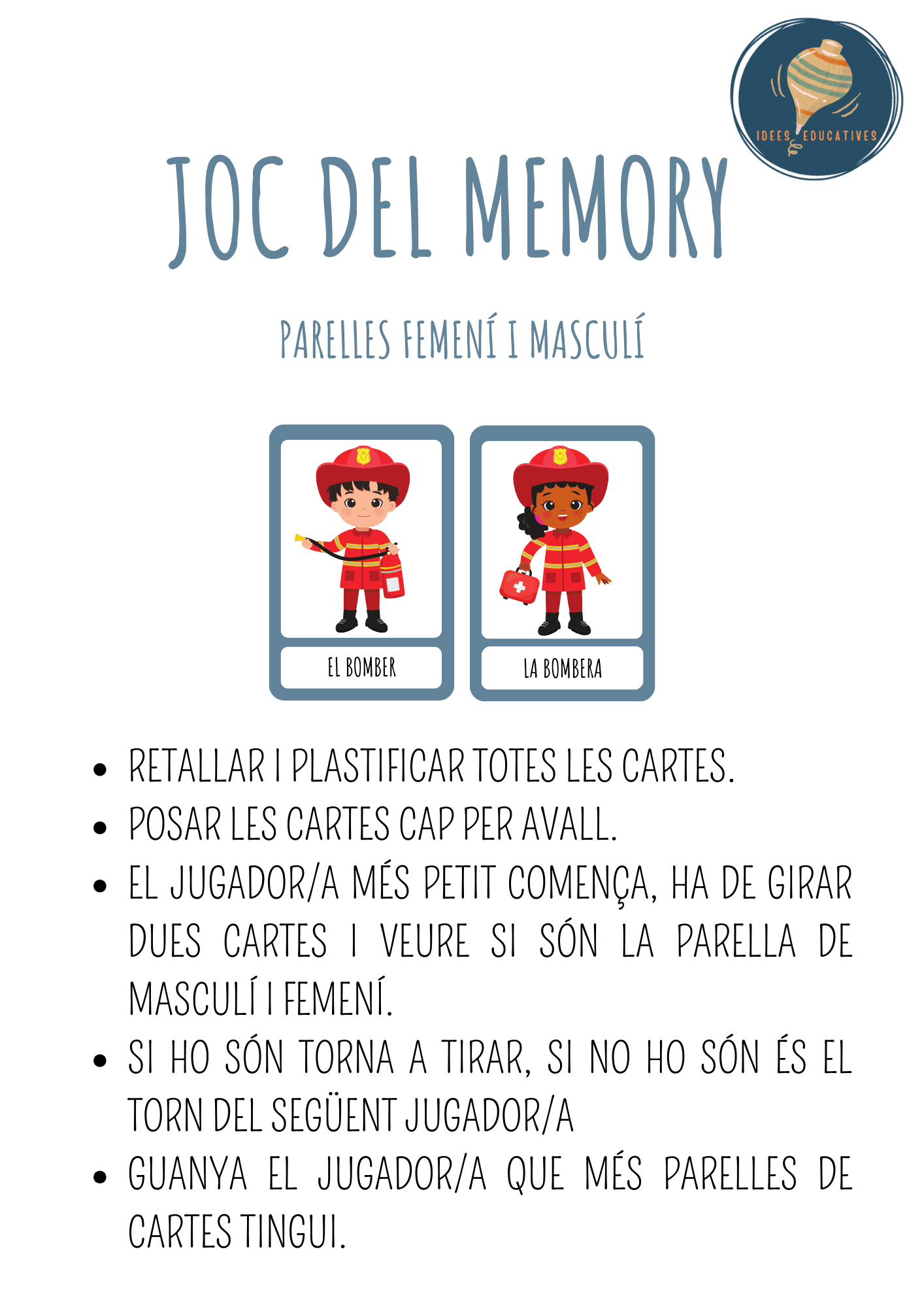 Joc memory parelles Femení i Masculí