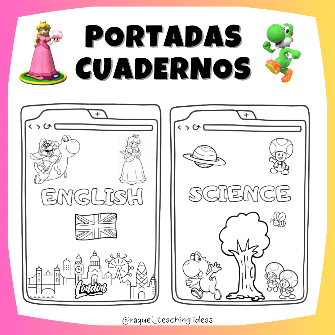 Super Mario notebook covers (English and Science)