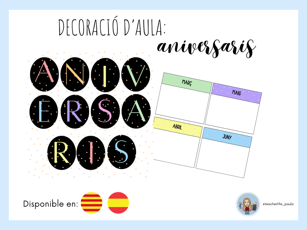 Decoració d'aula: Aniversaris