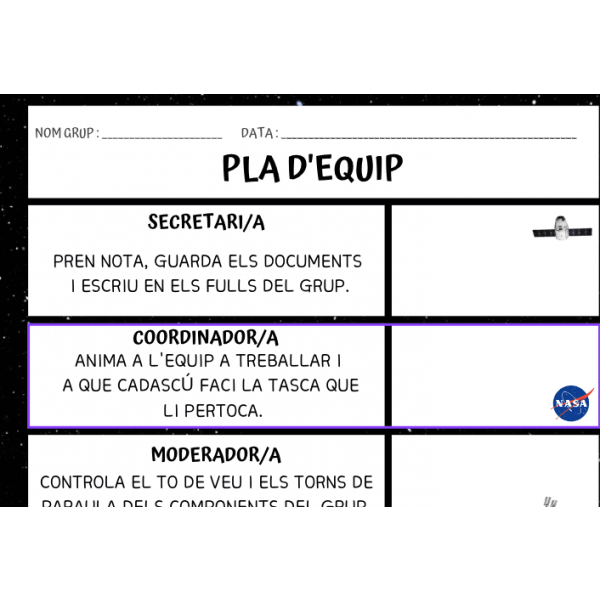 MATERIAL GRUPS COOPERATIUS TEMÀTICA ASTRONAUTES