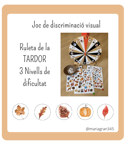 Joc de discriminació visual amb la ruleta de la tardor (3 nivells)