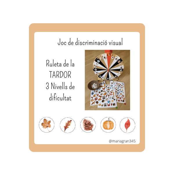 Joc de discriminació visual amb la ruleta de la tardor (3 nivells)