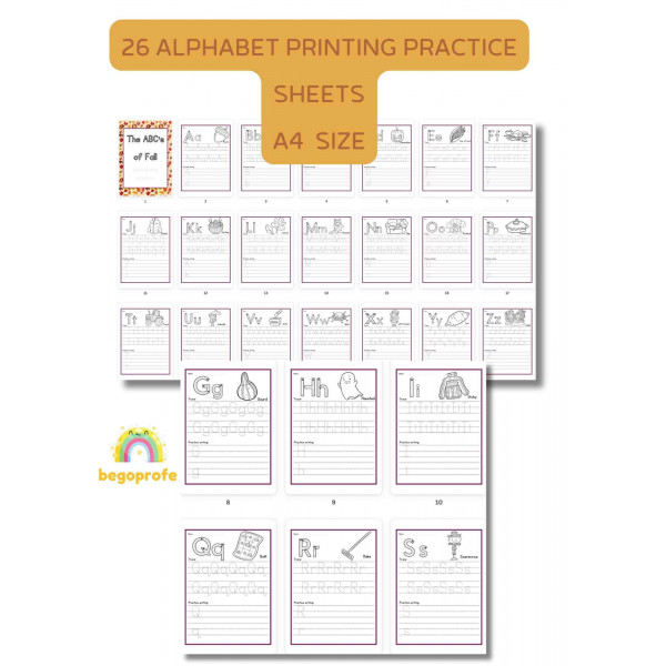 ABC’s of Fall alphabet writing center | Penmanship practice | Autumn coloring