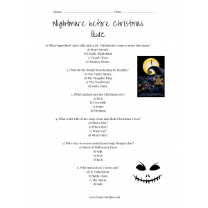 Halloween Nightmare before Christmas Quiz
