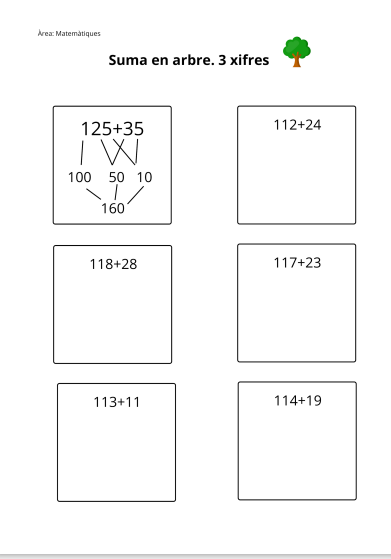 Sumes en arbre. Tres xifres.