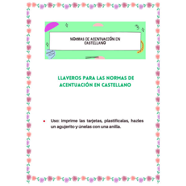 LLAVERO CON LAS NORMAS DE ACENTUACIÓN EN CASTELLANO