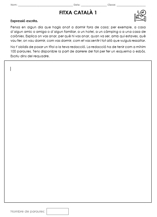 10 fitxes d'expressió escrita en català (Competències bàsiques 6è)