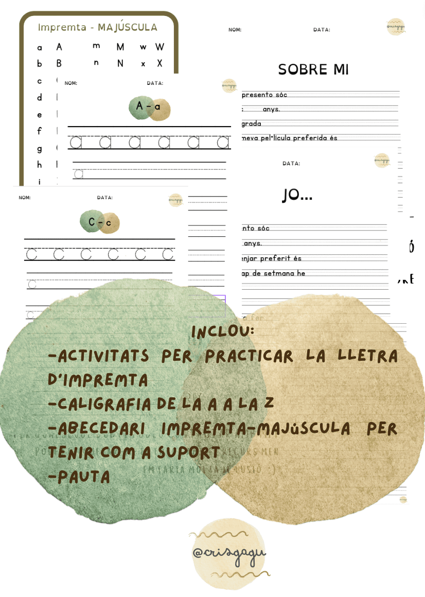 RECULL D'ACTIVITATS PER PRACTICAR L'ESCRIPTURA EN LLETRA D'IMPREMTA