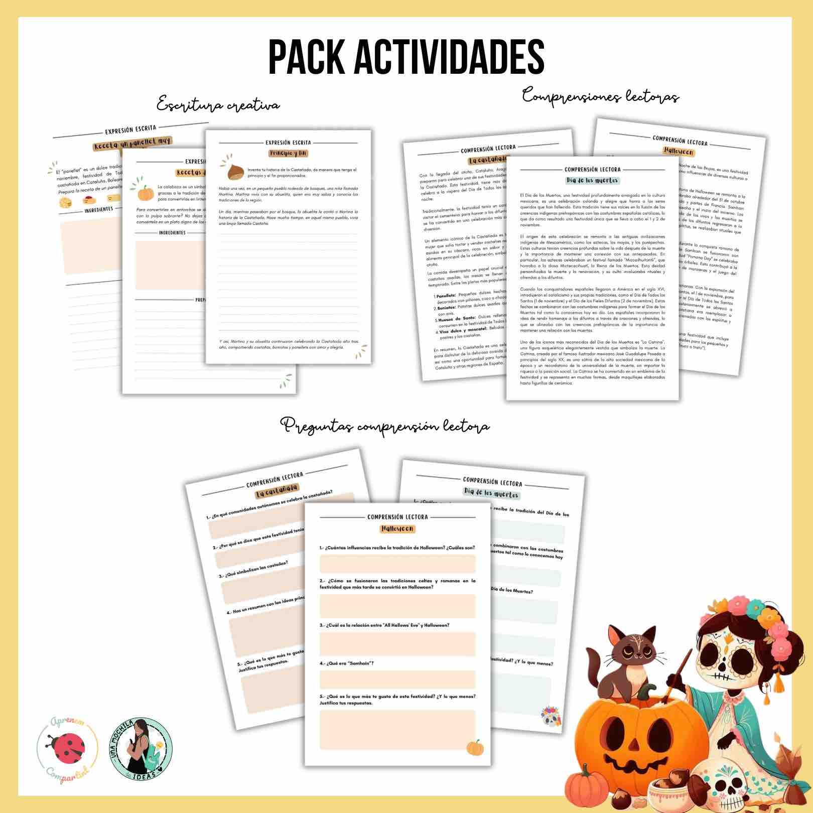 🌰🎃💀PACK DE ACTIVIDADES: Halloween, Castañada y Día de los Muertos
