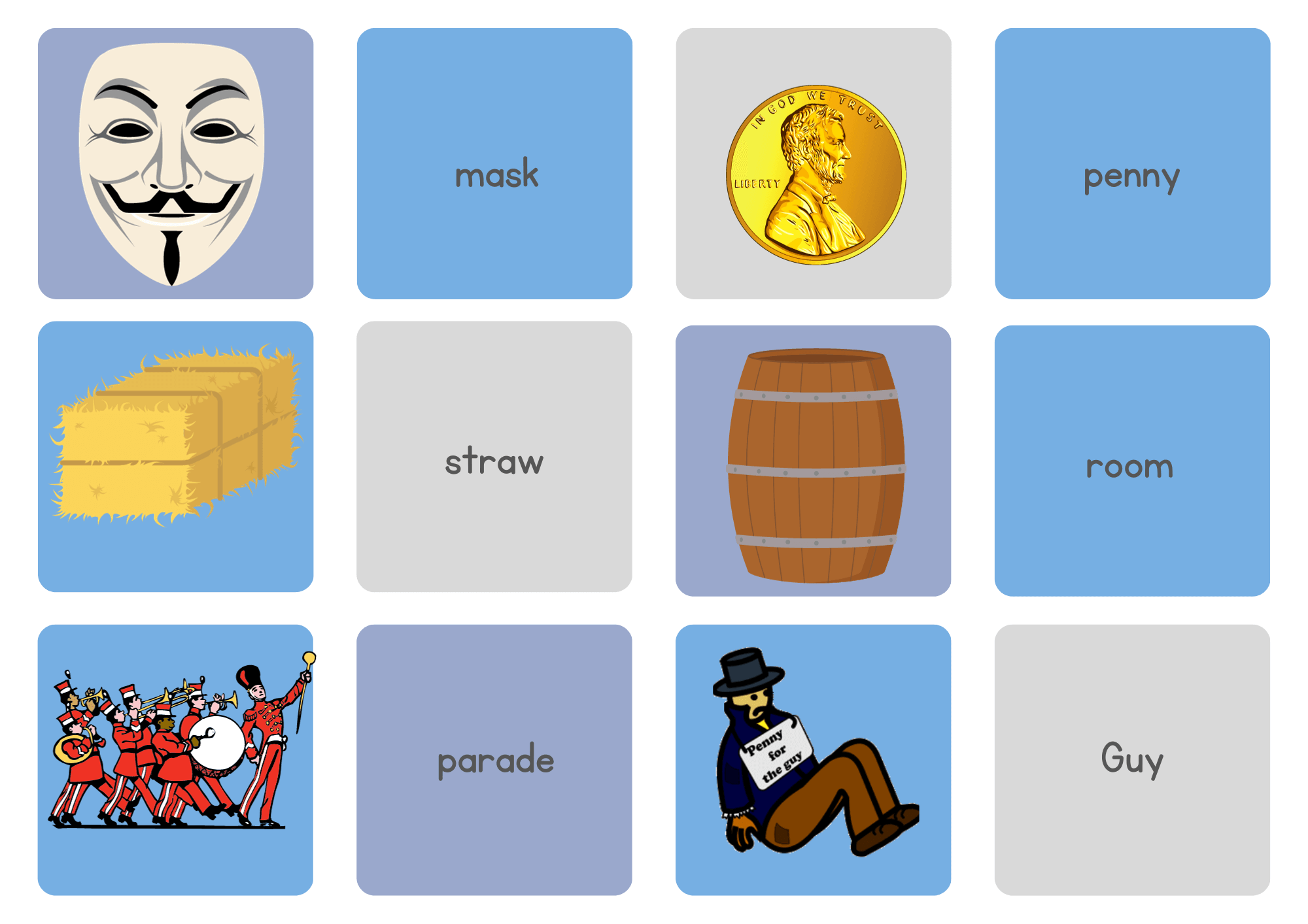 Bonfire Night / Guy Fawkes memory cards