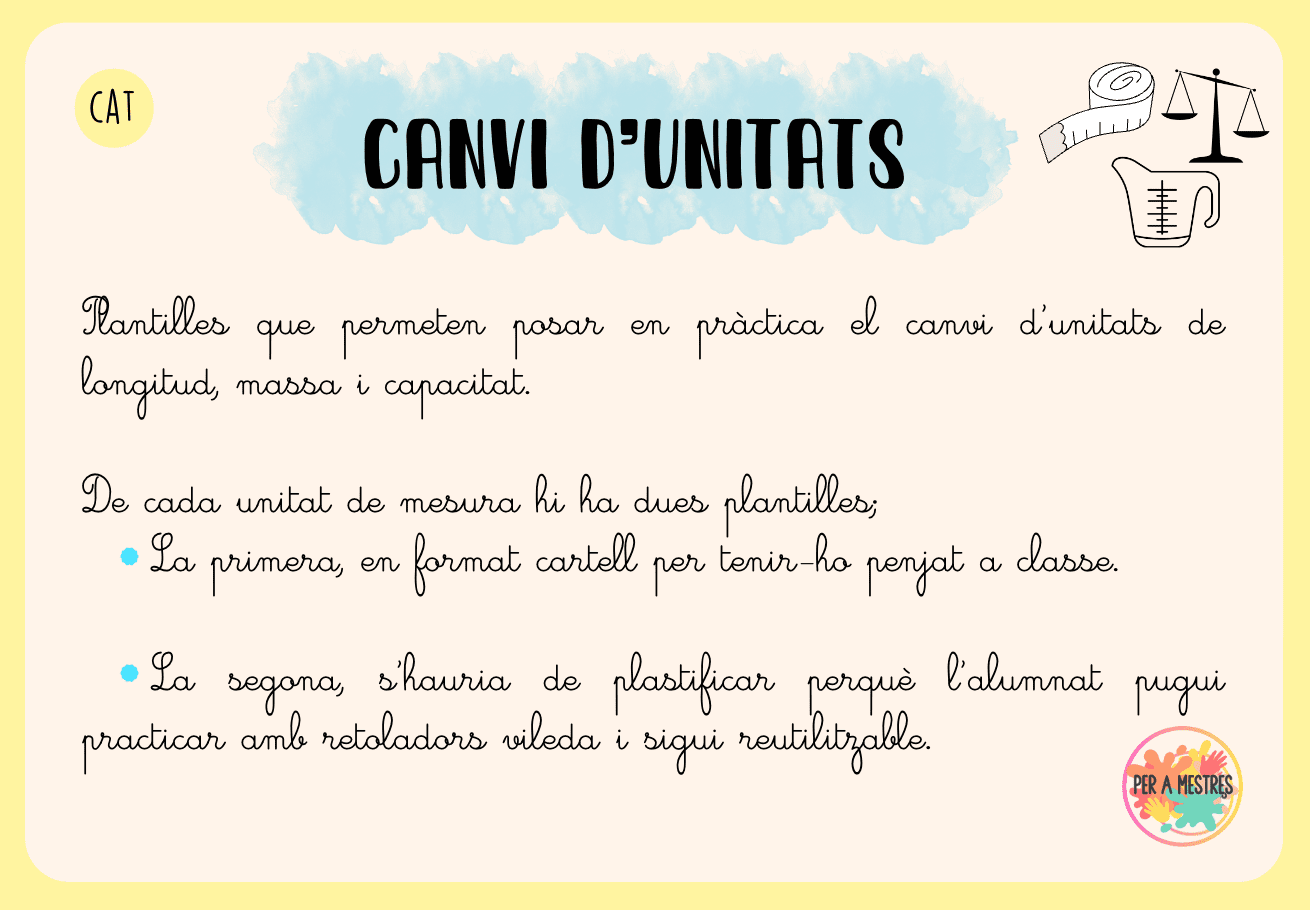 Canvi d'unitats / cambio de unidades