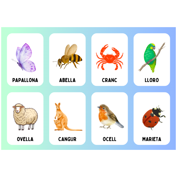 TARGETES VOCABULARI: ANIMALS. 24 TARGETES