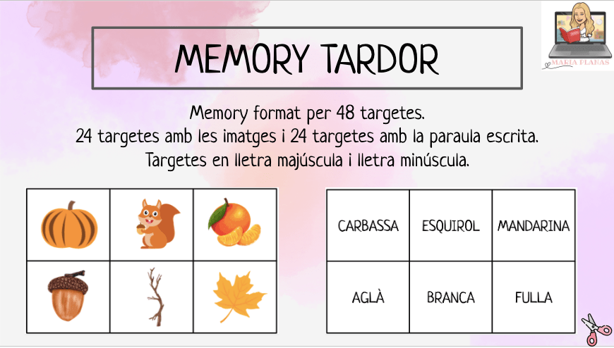 MEMORY LA TARDOR. 48 Targetes. Lletra majúscula i lletra minúscula.