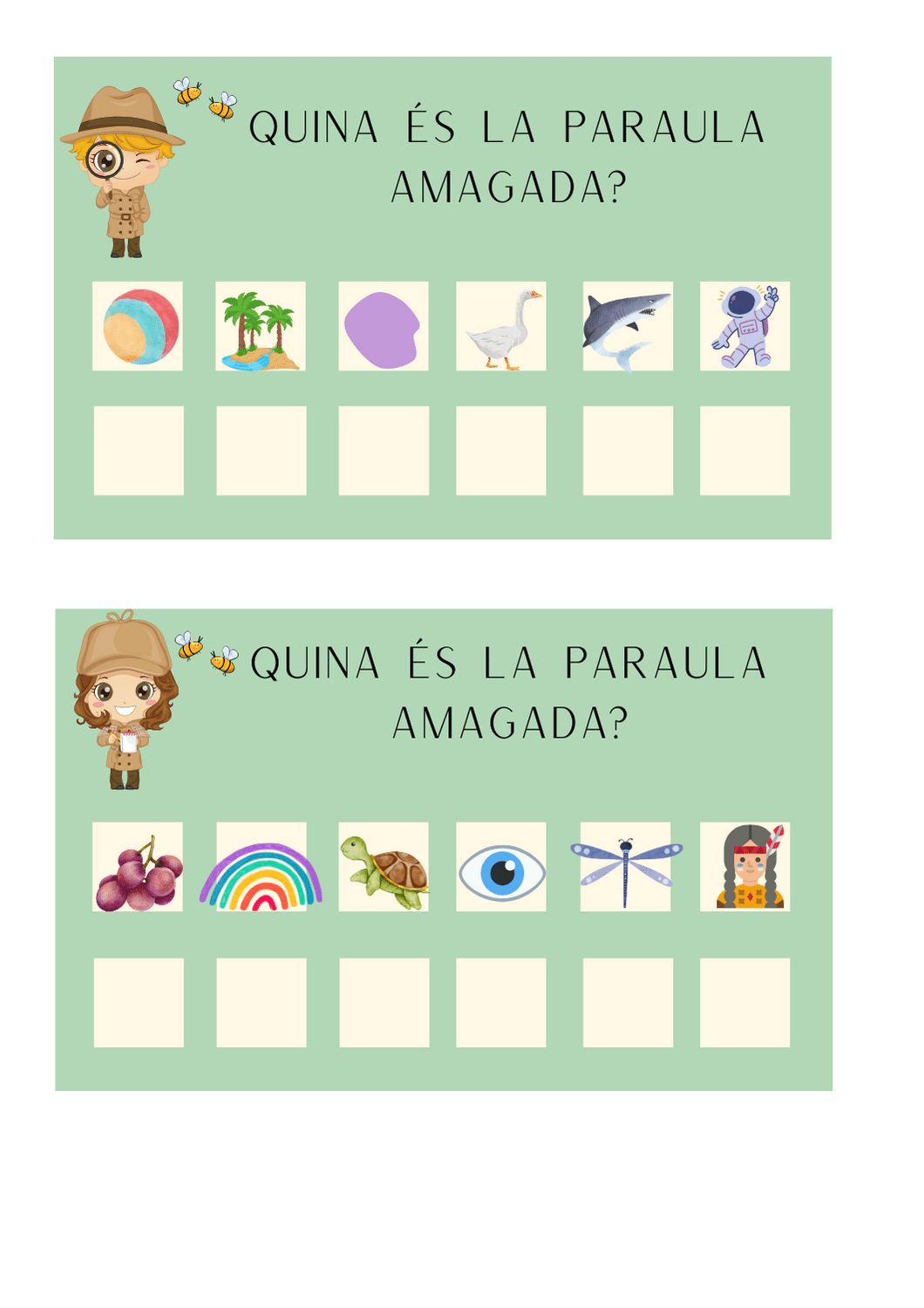 Consciència fonològica. Paraula amagada.