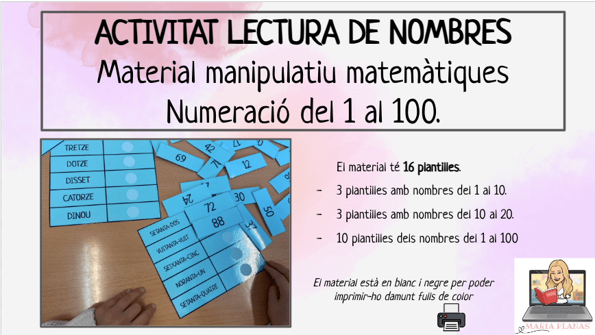 ACTIVITAT MATEMÀTIQUES: LECTURA DE NOMBRES. Material manipulatiu. Relaciona paraula i número.