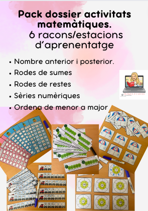 PACK DOSSIER MATEMÀTIQUES. 6 RACONS O ESTACIONS D'APRENENTATGE. Càlcul i numeració.143 plantilles.