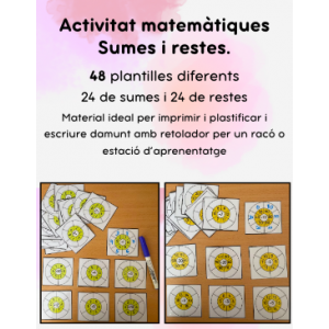 Activitat matemàtiques: Rodes de sumes i restes. 48 plantilles.