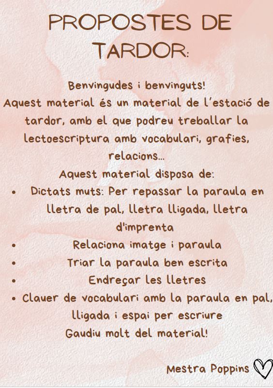 PROPOSTES DE LECTOESCRIPTURA DE TARDOR